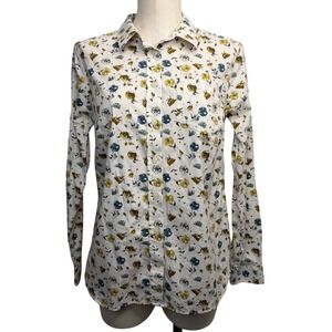 Duluth Trading Co Women's Small Floral Wrinklefighter Button Up Shirt 89811